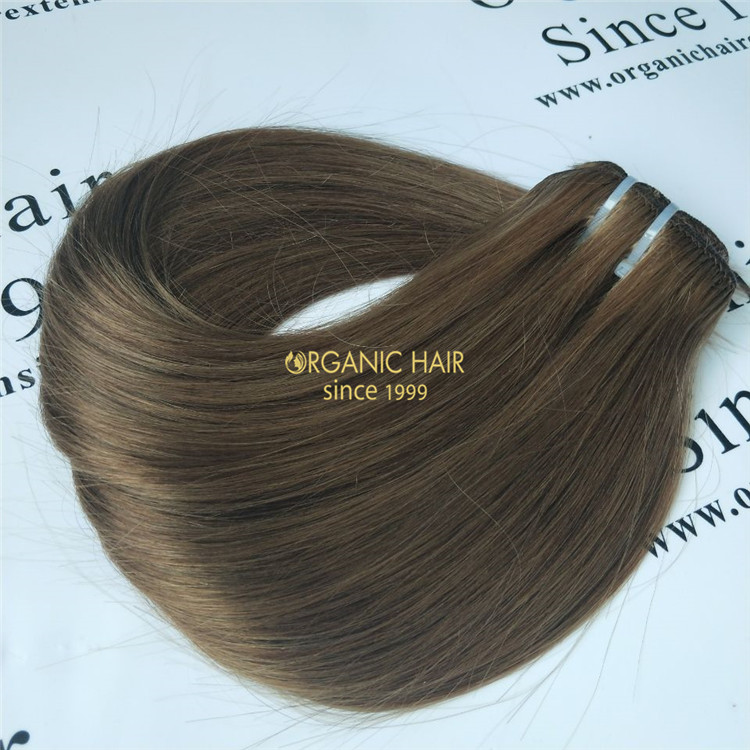 Human hair clip for extensions brown color X63